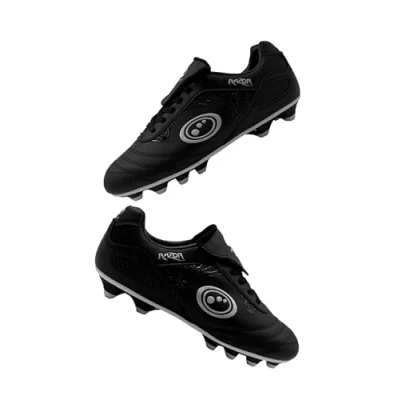 Image of Optimum Senior Silver Razor Lace Up Football Boots Moulded Stud Outsole, Durable Performance Cleats for Stability &amp; Comfort, Black, Size 13