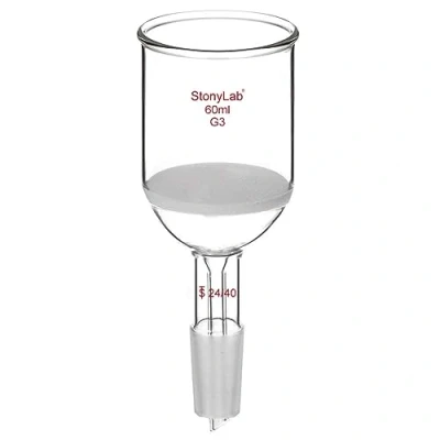 Image of stonylab Buchner Filtering Funnel, Borosilicate Glass Filtration Funnel with Fine Filter Disc (G3) and 24/40 Lower Standard Joint, 60 ml