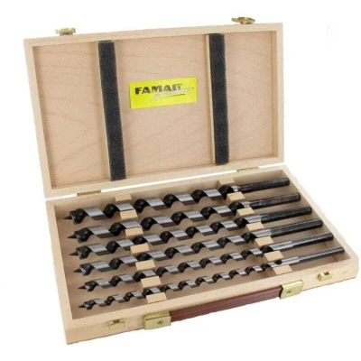 Image of FAMAG Lewis Auger Bit Set of 8 Pieces OAL 320mm in Wooden Case, 1410303