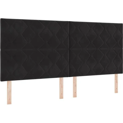 Image of vidaXL Black Velvet Headboard with Diamond Blocks Design 200cm