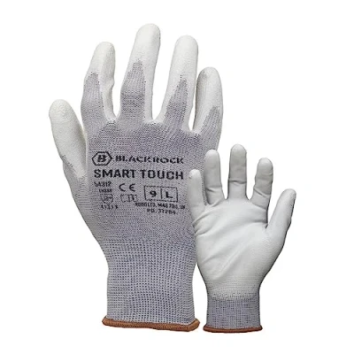 Image of Blackrock Smart Touch Lightweight Work Gloves PU Palm Coated Compatible with Touchscreen Mobile Phones and Tablets Size 10/XL, Grey