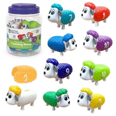 Image of Learning Resources LER6712 Snap n Learn Counting Sheep, Orange,Blue,White,Green,red,Black, Medium