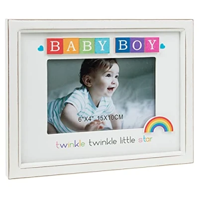 Image of Rainbow Scrabble Frame 6x4 Baby Boy Twinkle Little Star