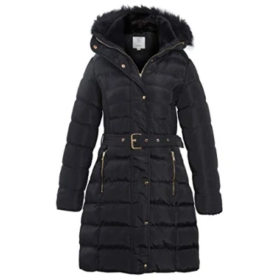 Image of SS7 Women&#039;s Padded Faux Fur Parka Coat (Black, 24)