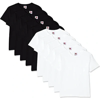 Image of Fruit of the Loom Boy&#039;s T Shirt (Pack 10), Multicoloured (White/Black Years (Size: 7 8) 10)