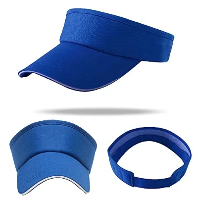 Image of FINDING CASE Sun Visor Cap Women Ponytail Baseball Cap, Washed Outdoor Trucker Hat Plain Dad Adjustable Twill Golf Tennis Hats for Men (Blue)