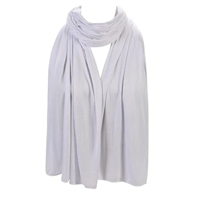 Image of PREMIUM QUALITY JERSEY HIJAB SCARF SHAWL STRETCHY MAXI LYCRA WARM WRAP PLAIN (White)