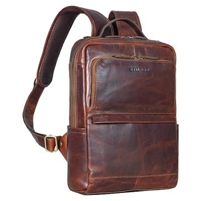 Image of STILORD &#039;Albie&#039; Laptop Backpack Leather 13.3 Inch for Men and Women DIN A4 Business Daypack Office Work Uni Vintage Rucksack from Genuine Leather, Colour:Florida Brown