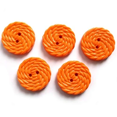 Image of Woven Rope Effect Spiral Swirl Plastic Buttons 27mm Wide Pack of 5 (Orange)