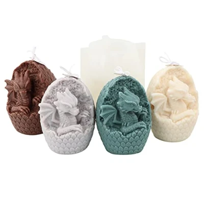 Image of Xidmold 3D Dinosaur Dragon Candle Mould Silicone Soap Epoxy Resin Mold for Aromatherapy Candle, Soap, Polymer Clay, Plaster Ornament, Art Craft