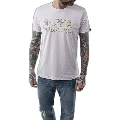 Image of Alpha Industries Men&#039;s Camo Print T Shirt, Jet Stream White, XL