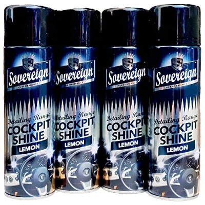 Image of Sovereign Car Dashboard LEMON Cockpit Shine Cleaner Scented Spray 4 x 500ml