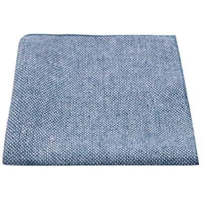 Image of King &amp; Priory Highland Weave Stonewashed Blue Pocket Square, Handkerchief