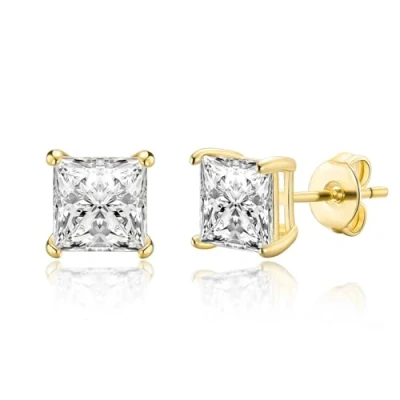 Image of Philip Jones Gold Plated Square Earrings Created with Zircondia® Crystals