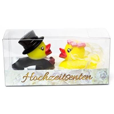 Image of Purovi® Rubber Ducks Bride and Groom Gift Cake Decoration Wedding Bath Gadget