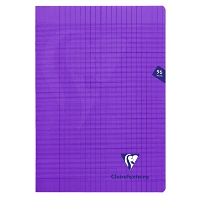 Image of Clairefontaine Ref 373161C Mimeys Side Stapled Notebook (96 Pages) A4 Size, Polypro Cover, 90gsm Brushed Vellum Paper, Séyès Ruling Purple Cover