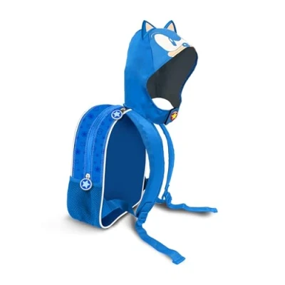 Image of Sega Sonic Classic Hooded Backpack, Blue, 26 x 31 cm, Capacity 8.5 L