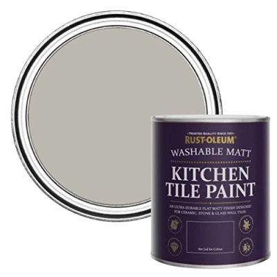 Image of Rust Oleum Grey water resistant Kitchen Tile Paint in Matt Finish Gorthleck 750ml