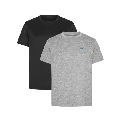 Image of DANISH ENDURANCE Mens T Shirt, Breathable Gym Running Top, Fitness Sports Shirts, Activewear, 1 or 2 Pack, Multicolour (1x Black, 1xGrey Melange), XL