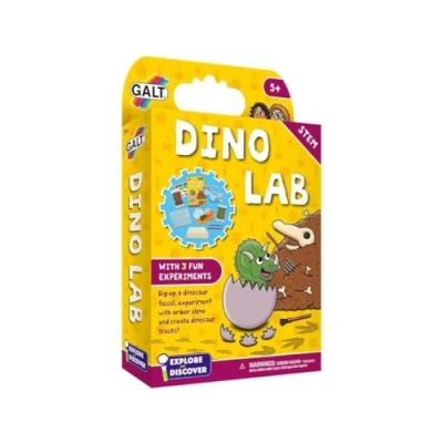 Image of Galt Dino Lab Explore and Discover Science,Craft Fossil Digging Kit for Kids STEM Childrens Dinosaur Toys Boys Girls Book, 3 Fun Experiments, Stickers More Ages 5 Years Plus