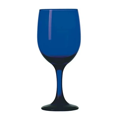 Image of Libbey 4111SRB Premiere Sheer Rim Cobalt Blue Wine Glasses Goblet 11.5 Oz 12CS