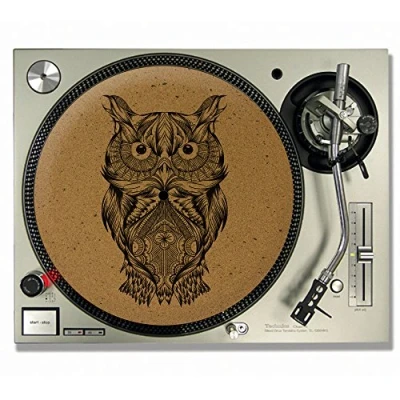Image of Owl CORK DJ SLIPMATS/Turntable SLIP MATS Vinyl