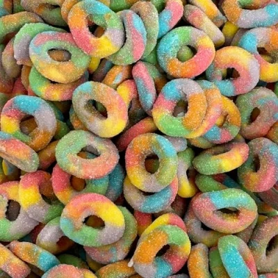 Image of Rainbow Rings 700g Re Sealable Pouch by The Gourmet Sweet Company