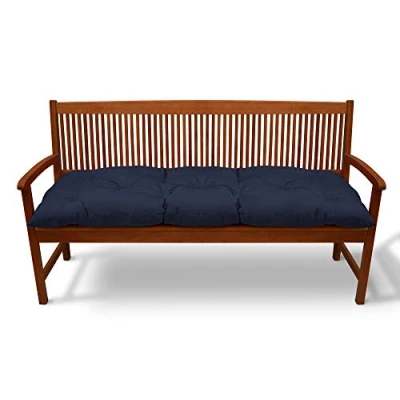 Image of Beautissu Garden Bench Pad 150x50x10cm Flair BK Comfortable Seat Cushion for Outdoor Swing or 3 Seater Dark Blue