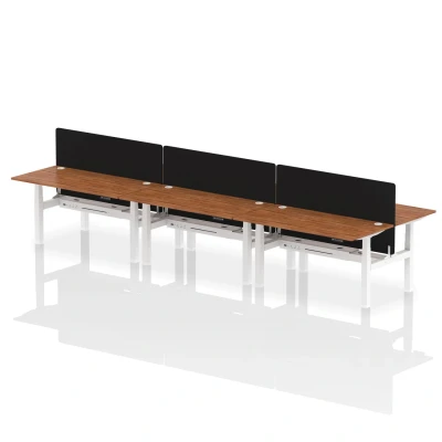 Image of Air B2B 1600x800mm Adjustable 6P Bench Desk CP Walnut/White + Screen