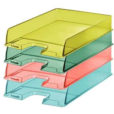 Image of Esselte Letter Tray, Stackable A4 Paper Tray Folder for Documents, Catalogues, Brochures and Magazines, Home/Office, Desk Organisation, Colour&#039;Breeze Series, Multicoloured, 626276