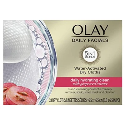 Image of Olay 2 in 1 daily facial cloths for normal skin 33 wipes