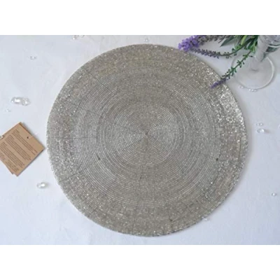 Image of Annibells Set of 4 Silver Glass Beaded Table Placemats