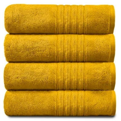 Image of GC GAVENO CAVAILIA Premium Large Bath Sheets 4 Pack Egyptian Cotton Towels Highly Absorbent &amp; Quick Dry For Bathroom Washable, Ochre