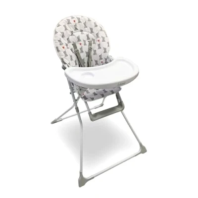 Image of My Babiie MBHC1 Compact Highchair Ultra Lightweight (5kg), Foldable, Easy Clean, Padded Seat, Footrest, Tray Cup Holder, for Toddler, from 6 Months to 3 Years (15kg) Elephants