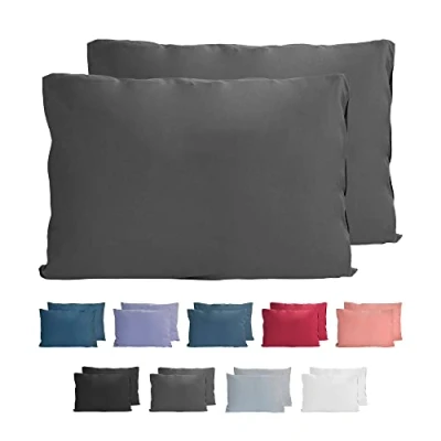 Image of Komfortec 100% cotton cushion covers, set of 2, 40 x 60 cm, super soft premium jersey pillowcase, 150 g/m², cover, anthracite