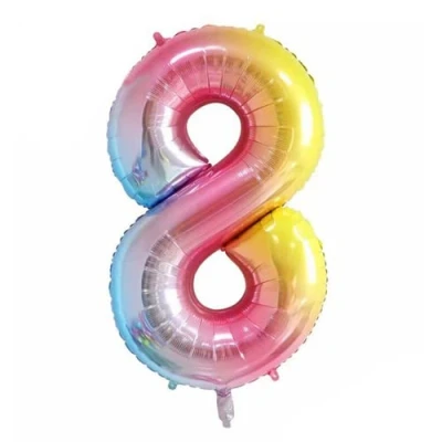 Image of Pastel Rainbow Number 8 Foil Balloon, 101cm (2 pack)