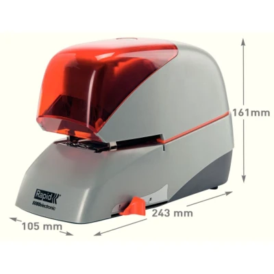Image of Rapid Supreme 5080e Contactless Electric Stapler, 80 Sheet Capacity, Mains Powered with global Plug, Flat Clinch Stapling, Staples Included, Metal and Plastic, Silver/Orange, 20993411