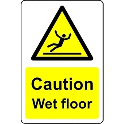 Image of Caution Wet Floor Safety Sign 1mm Plastic (200mm x 150mm)