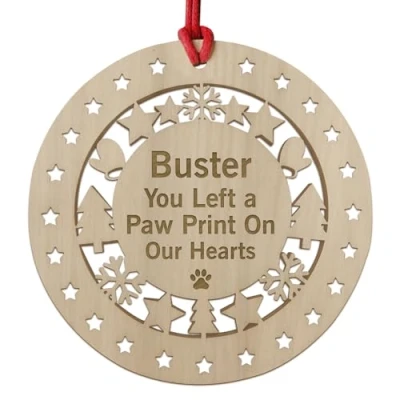 Image of Red Ocean Christmas Tree Decoration Remembrance Bauble For Pet Dog Cat Personalised Hanging Keepsake Gift Family