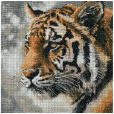 Image of Tiger,Side View, Counted Cross Stitch Kits, 14ct 150x150 Stitch,37x37cm Cotton Tiger Kits