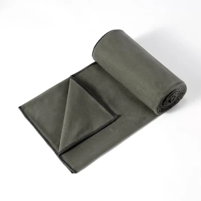 Image of Amazon Basics Hot Yoga Mat Towel, Soft Microfiber, Non Slip, Absorbent, 188 cm x 61 cm, Gray