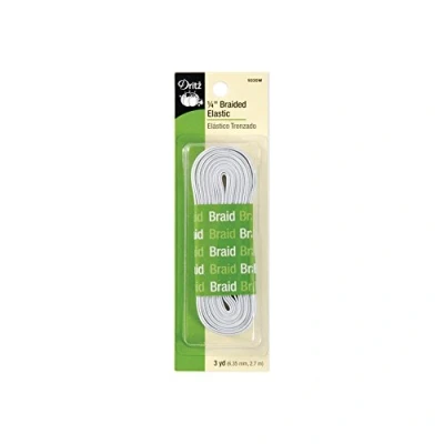 Image of Dritz Braided Elastic, Polyester, White, 1/4 Inch by 3 Yard