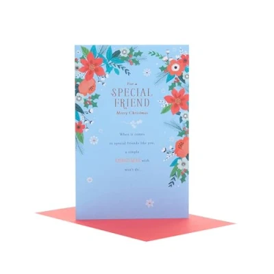 Image of UK Greetings Christmas Card for Her/Friend Floral Design