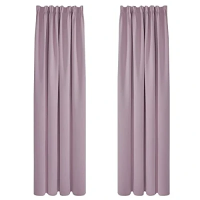 Image of Deconovo Blackout Curtains Pencil Pleat Thermal Insulated for Living Room Pink Lavender
