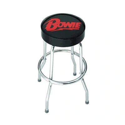 Image of Rocksax David Bowie Bar Stool with Padded Swivel Seat, Chrome Legs and Footrest 72cm High x 52cm Dia Officially Licensed Merchandise