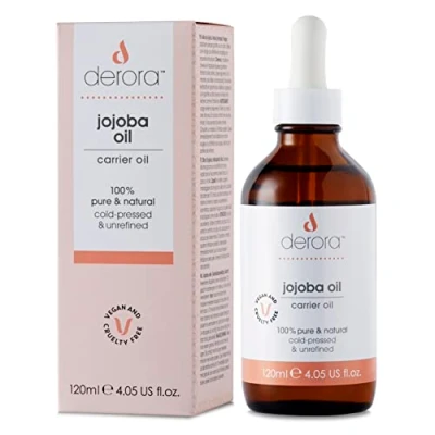 Image of Derora Jojoba Oil Nourishes Skin, Hair &amp; Nails 100% Pure Unrefined Natural Cold Pressed Antioxidants Vitamin E Rich All Skin Types Vegan Cruelty Free (120ml)
