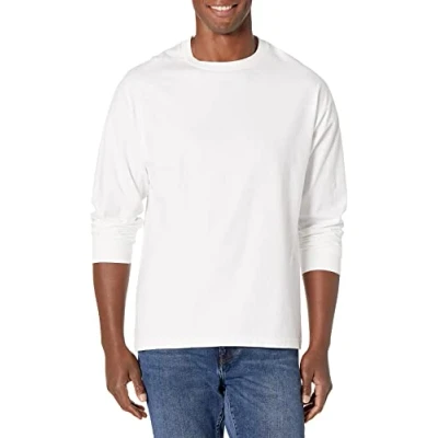 Image of Hanes Men&#039;s Beefy Long Sleeve Shirt, White, L