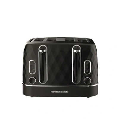 Image of Hamilton Beach Toaster 4 Slice, Diamond, 2300W, 6 Browning Controls, Defrost, Reheat &amp; Cancel Settings, Removable Crumb Tray, High Lift Eject, Black HBT3221B