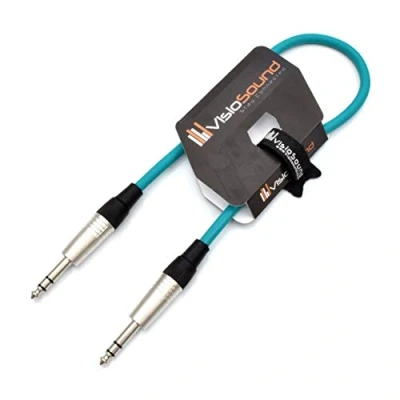 Image of VisioSound 6.35mm 1/4&quot; Stereo TRS Jack to Lead/Balanced Signal Audio Patch Cable (0.5m, Green)