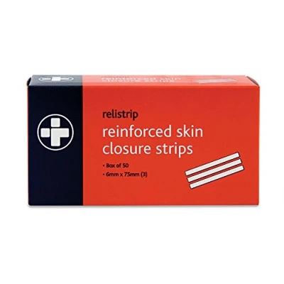 Image of Reliance Medical Sterile Skin Closure Strip, Reinforced Wound Strips 3 Strips/Envelope, First Aid Adhesive Strips, Cut Support Stitches 6mm W x 75mm L